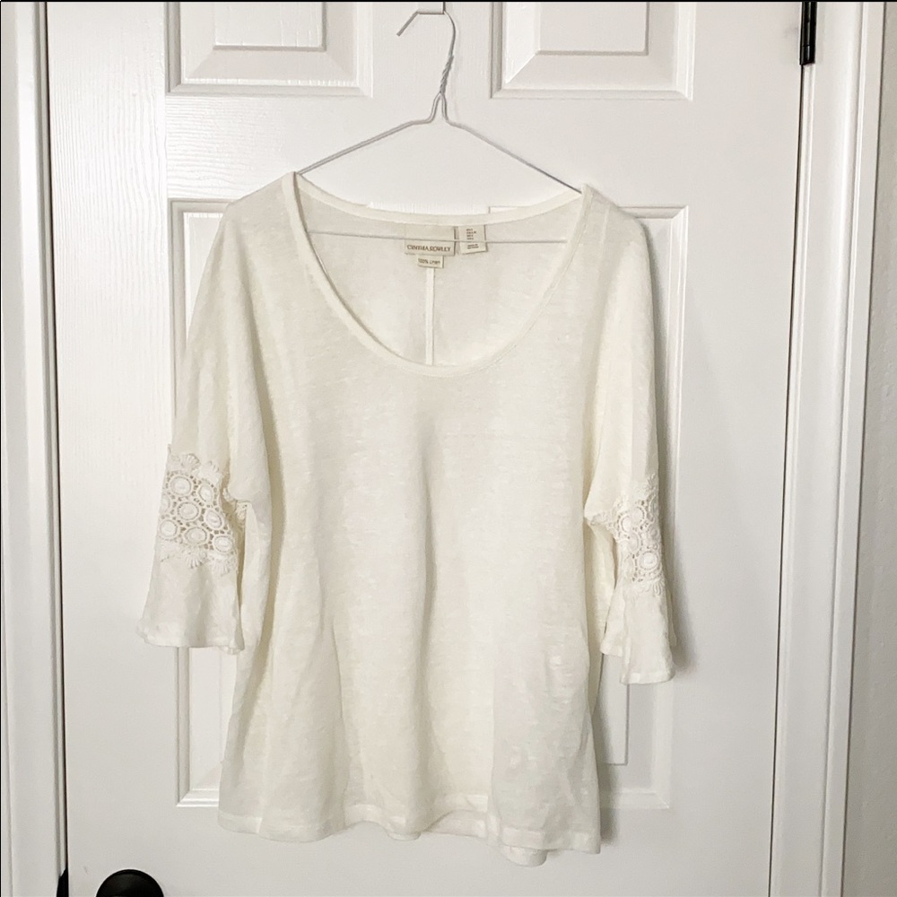 NWOT Cynthia Rowley Boho Bell Sleeve Linen Top